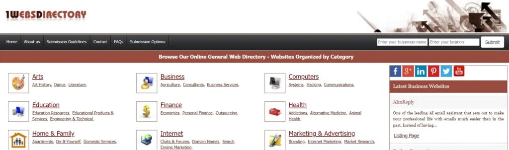 1websdirectory directory submission site