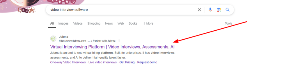 How the page title looks in google serp