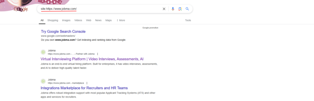 how to find pages index in google